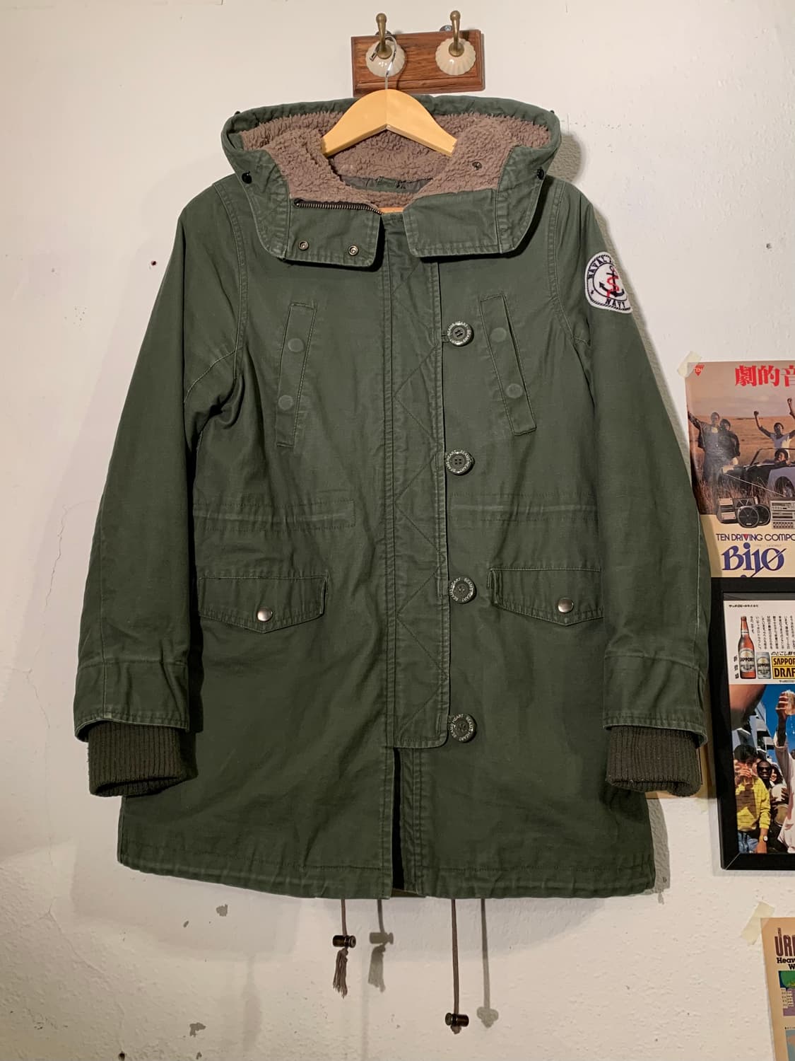 빔즈하트 올리브 사선버튼 보아 파카 상품이미지4