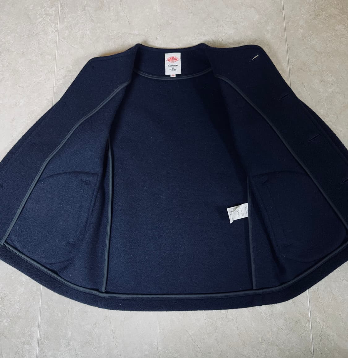 단톤 노카라 울자켓 네이비 상품이미지5