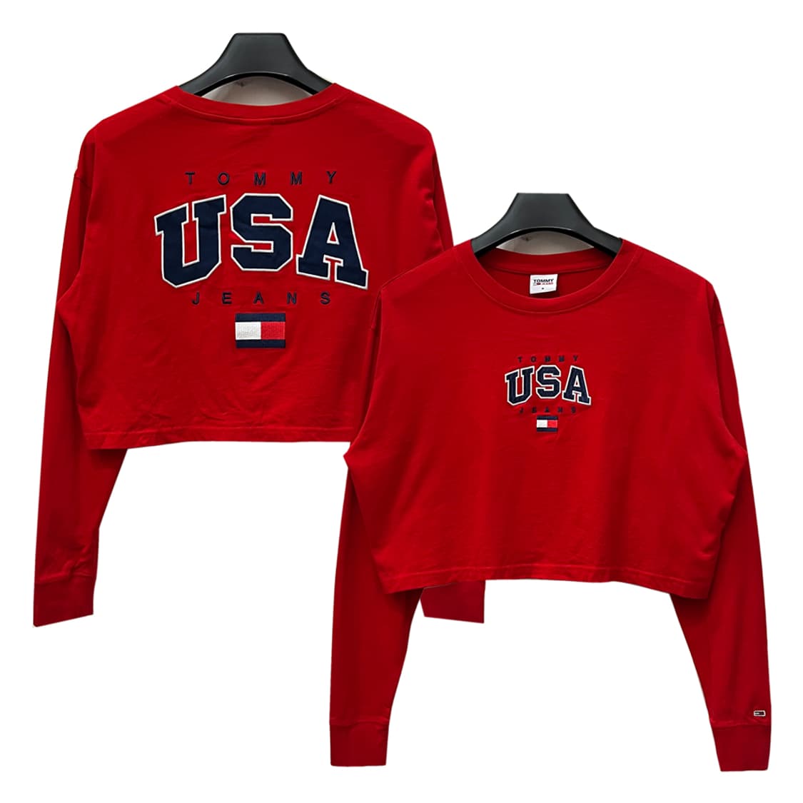 타미 진스 USA 오버사이즈 크롭 긴팔티 M 상품이미지1