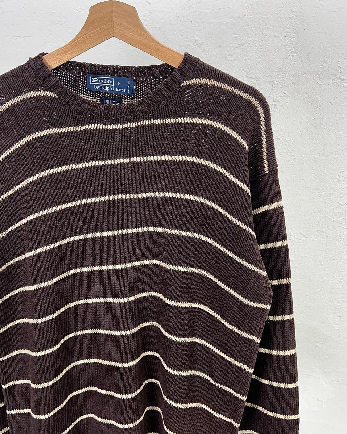폴로 랄프로렌 브라운 스트라이프 라운드 코튼 니트 상품이미지3