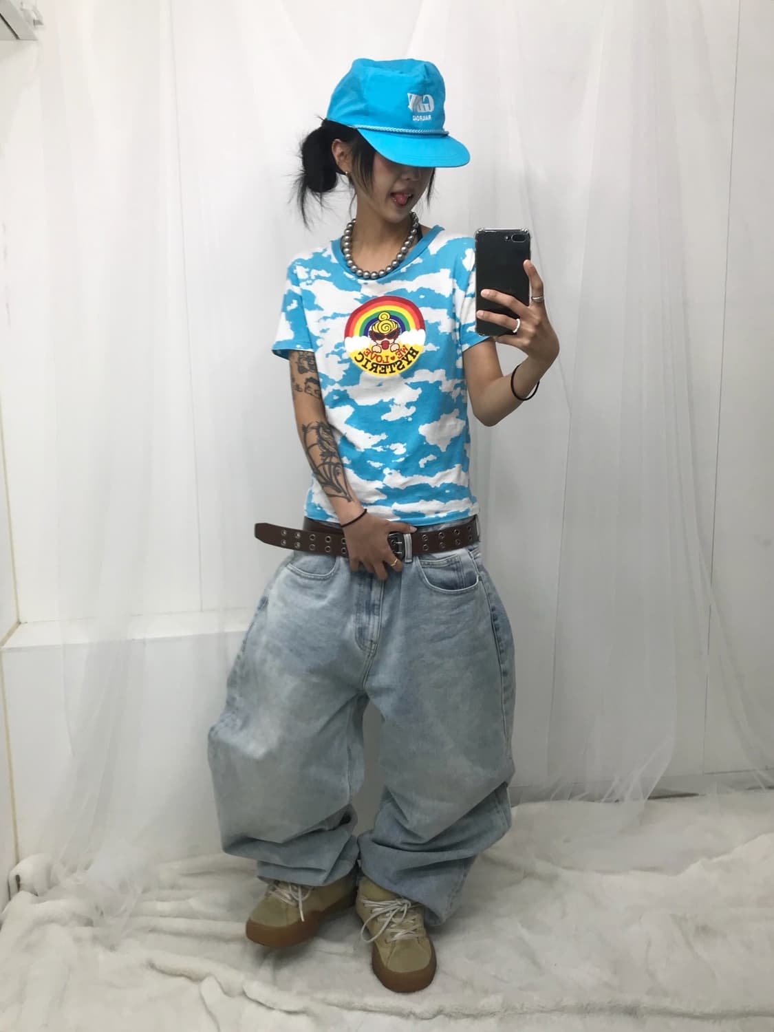 ☁️🩵히스테릭글래머 미니 반팔 티셔츠 ( 구름같애...)🩵☁️ 상품이미지5