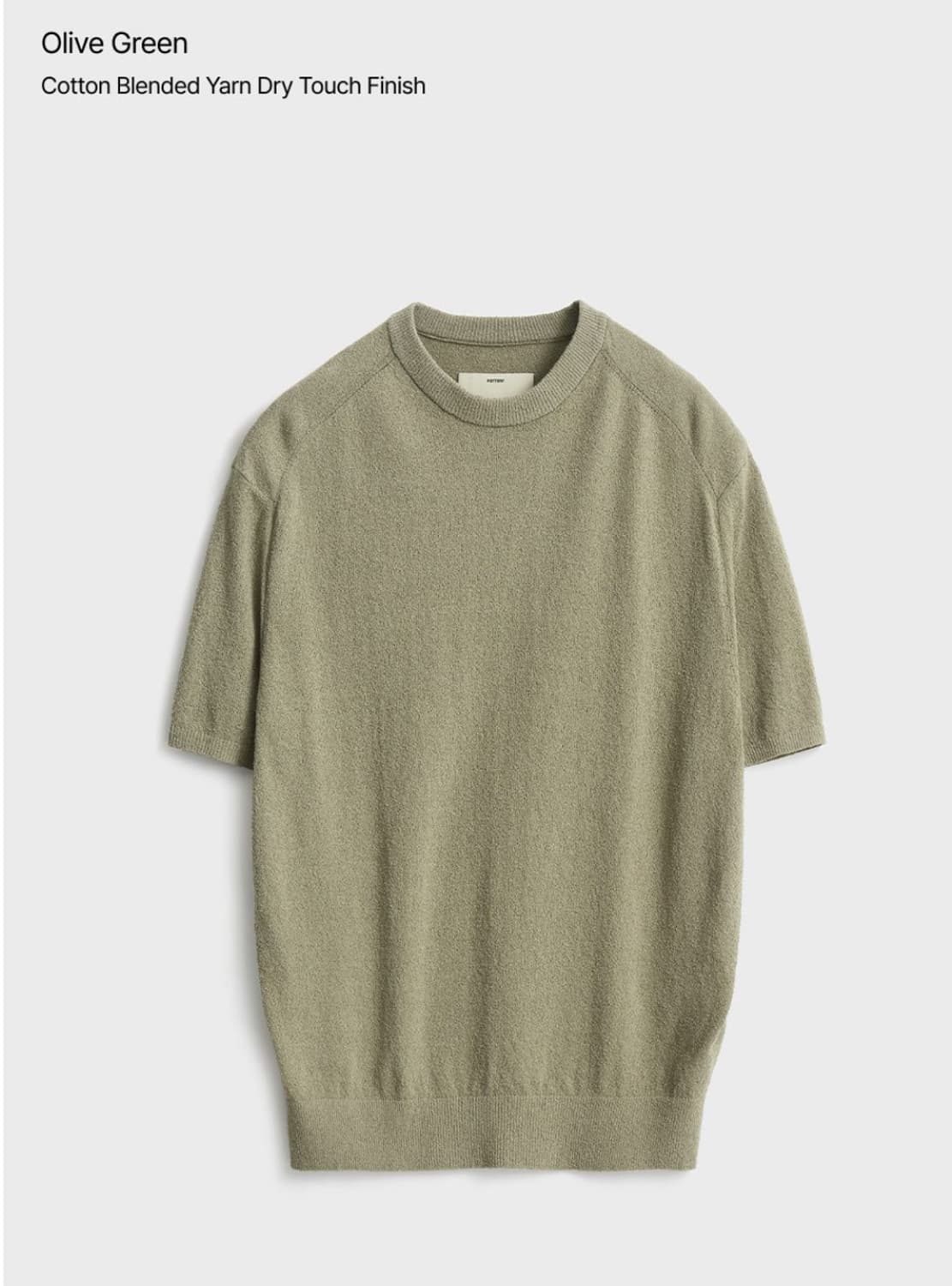 포터리 숏슬리브 부클 크루넥 반팔니트 올리브 4size 상품이미지1