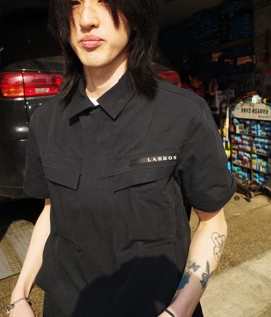 라브로스 셔츠 블랙 M 새상품 상품이미지1