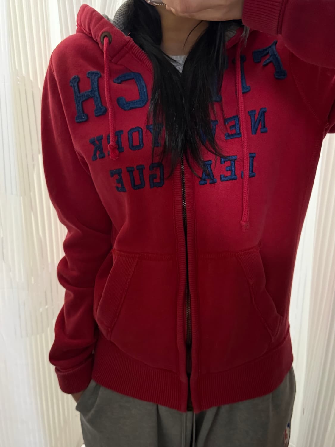 아베크롬비 레드 후드집업 S 상품이미지1