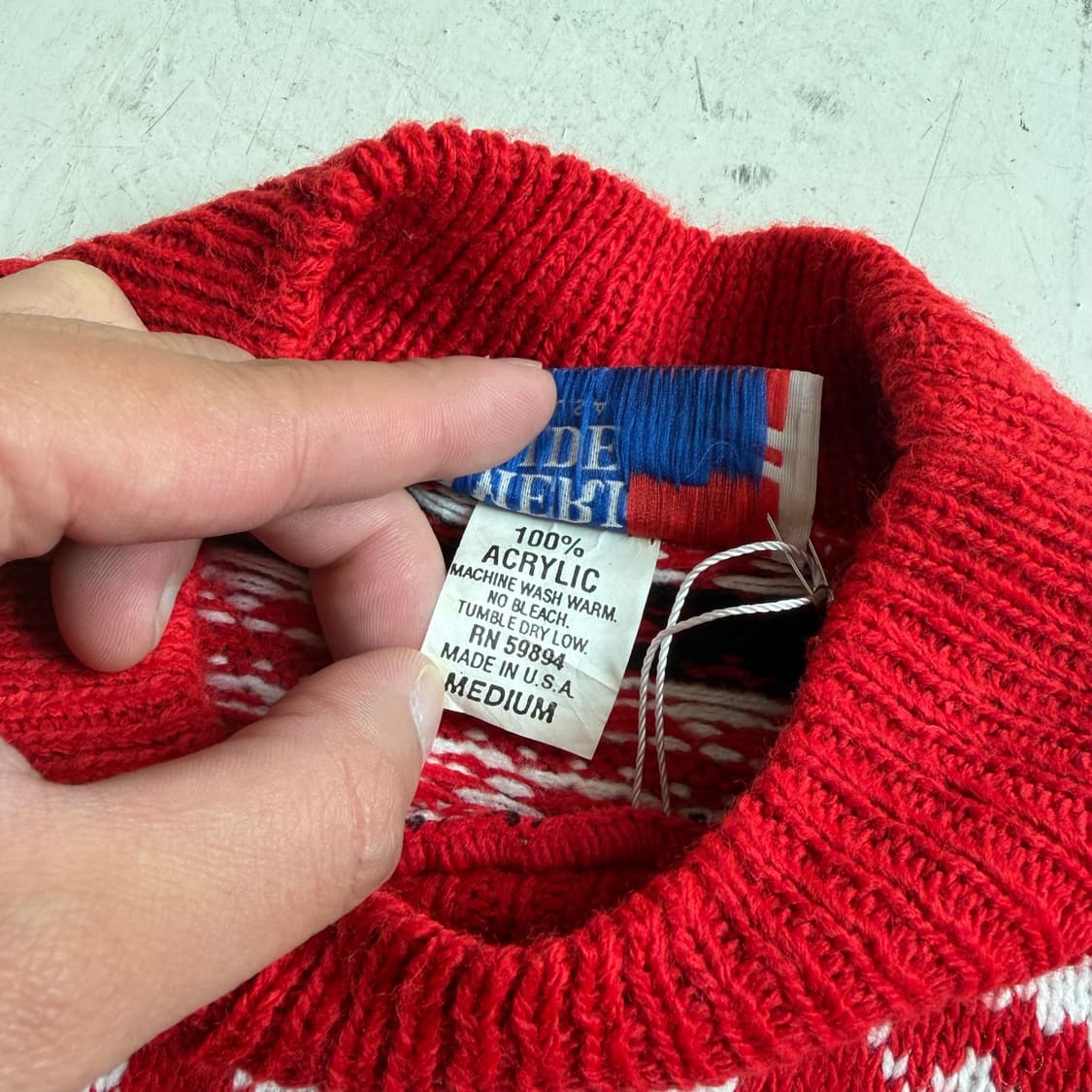 80s USA 아메리칸 프라이드 빈티지 아크릴 니트 M 상품이미지6