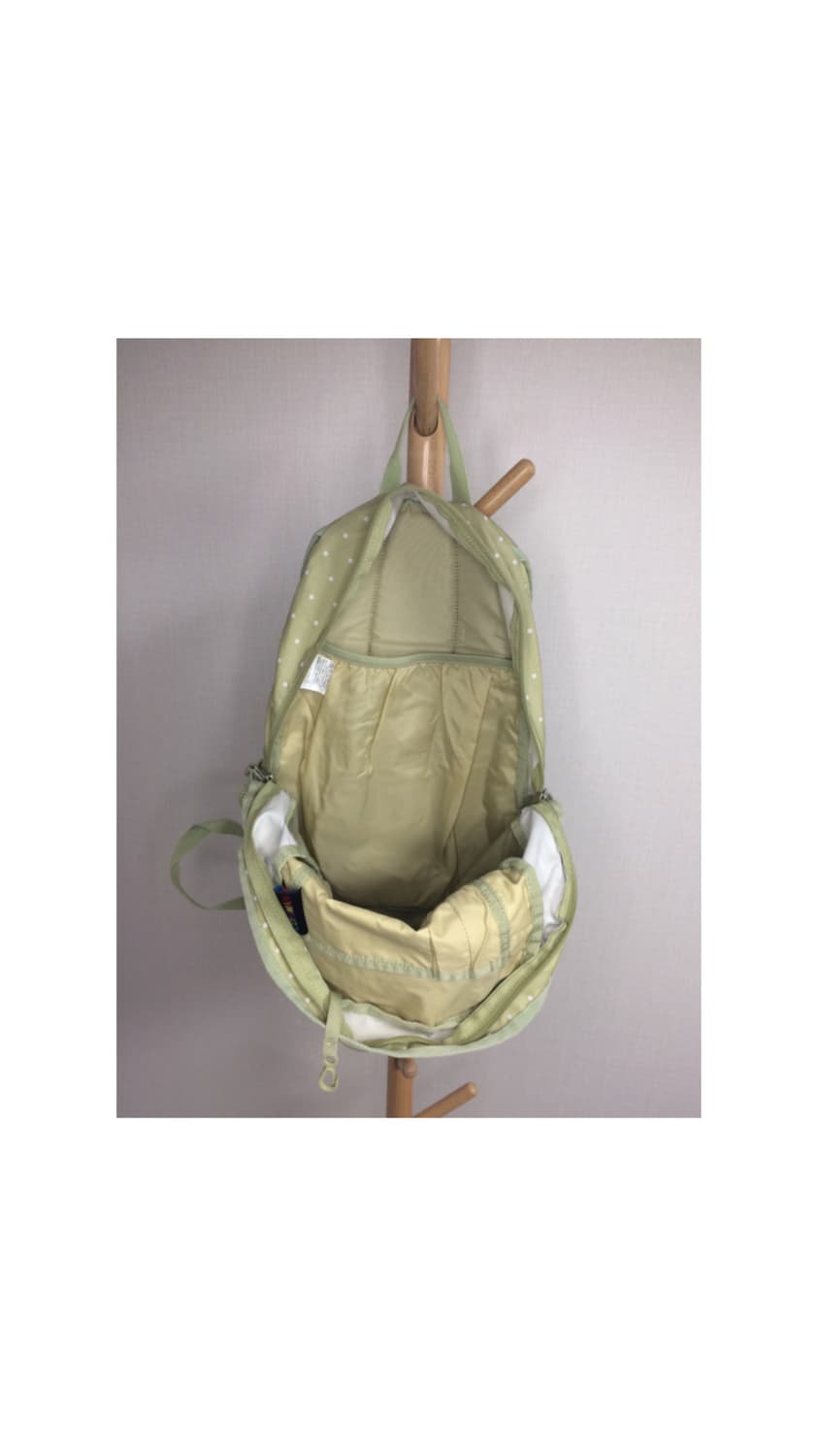 콜맨 베이지 그린 도트 땡땡이 백팩 상품이미지4