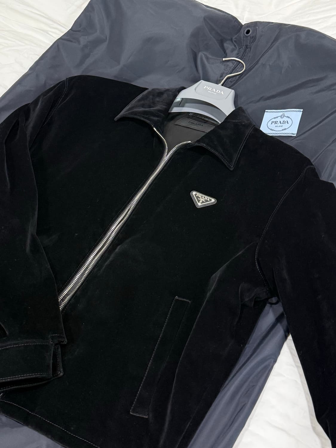 [M] 프라다 블랙 벨벳 자켓 상품이미지2