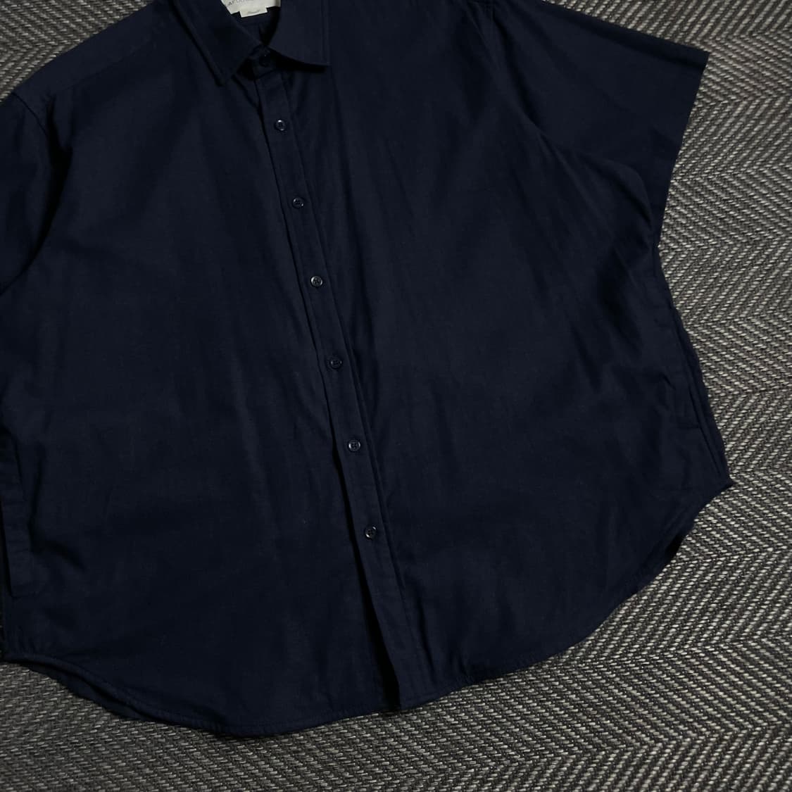 라퍼지 스토어 미니멀 박시핏 린넨 네이비 반팔 셔츠 y 4884 상품이미지3