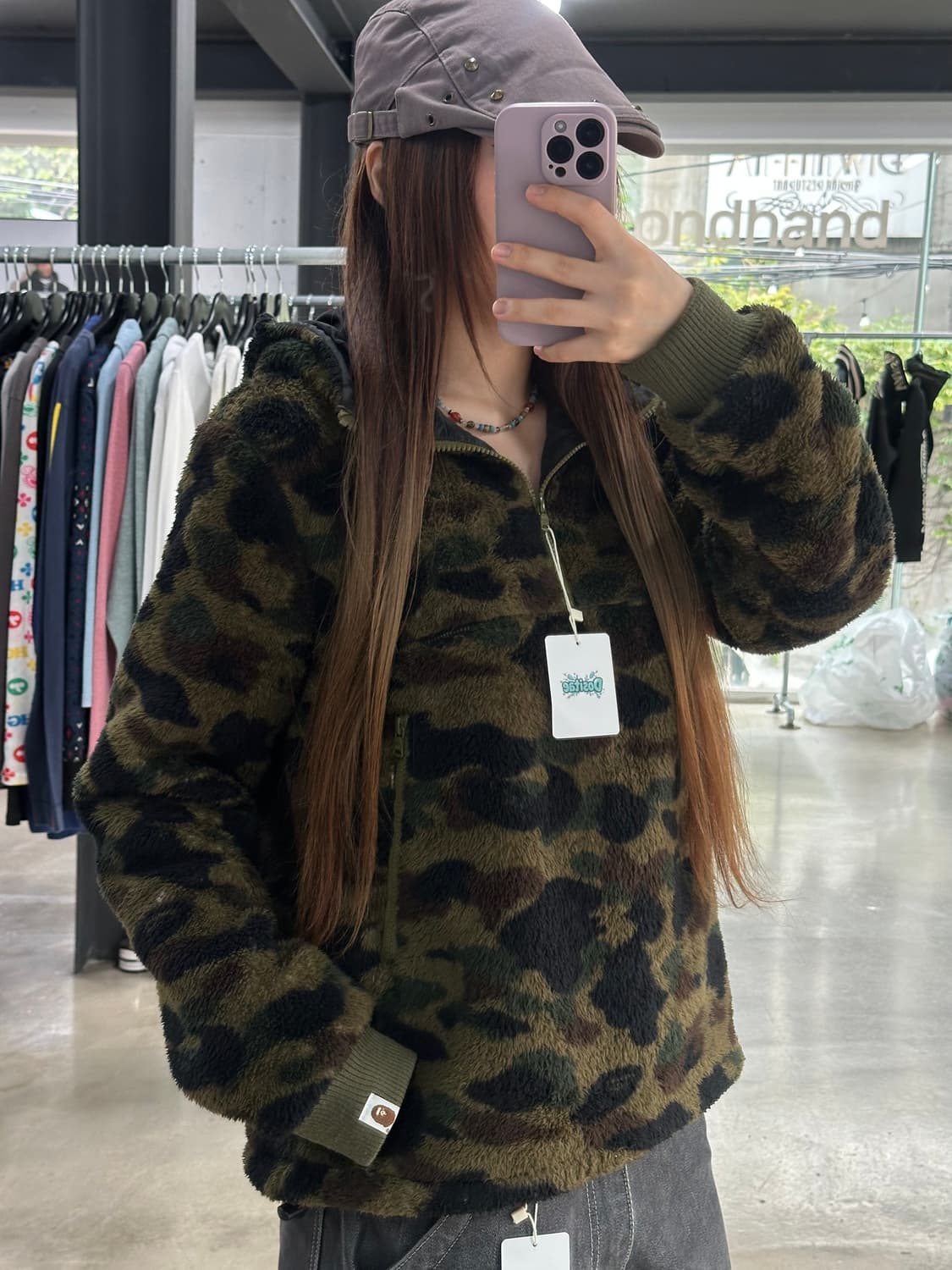 베이프 1st camo 녹계 플리스 후드아노락  상품이미지1