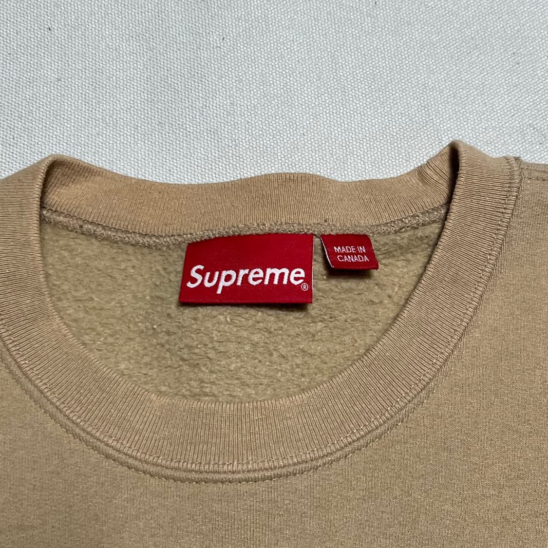 L 슈프림 스몰 박스 로고 베이지 기모 맨투맨 상품이미지4