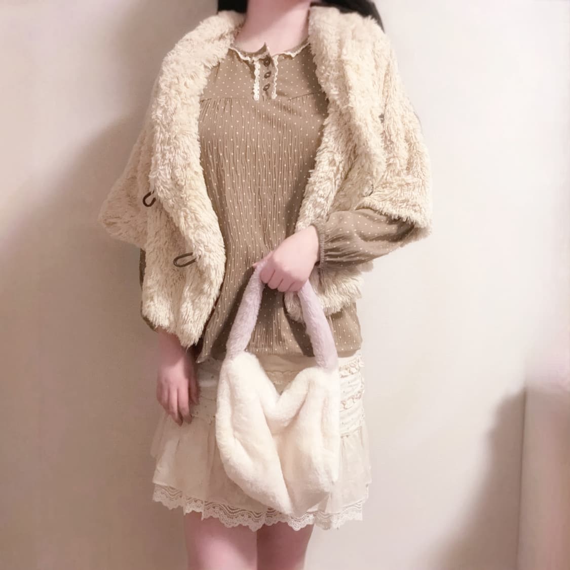 라떼갸루 핀터깔 초코맛 케이프 퍼 떡코 캉캉 스커트 도트 패턴 코디세트  상품이미지2