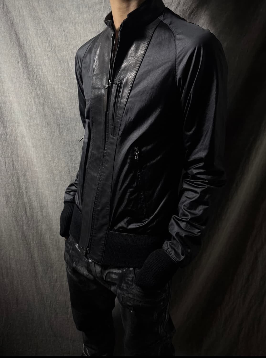 The Viridi anne 하이브리드 레더 자켓 상품이미지1