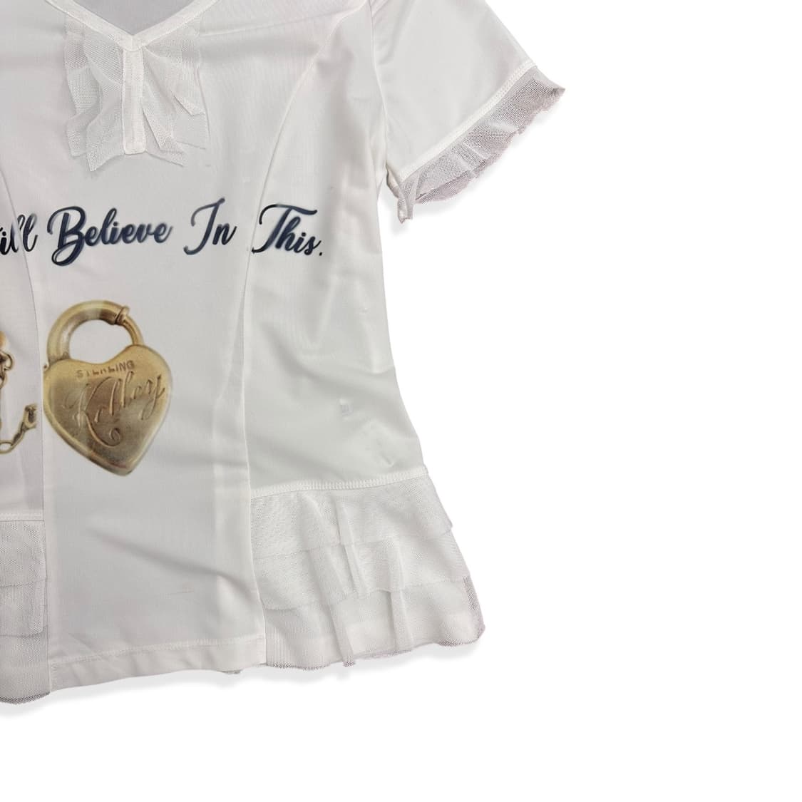 Padlock Printing Seethrough Girlish Top 상품이미지3