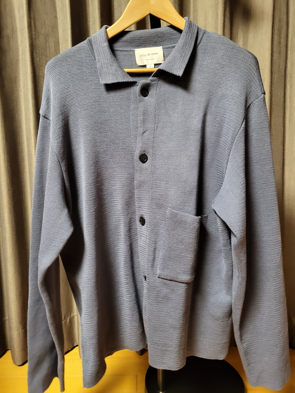 [2] 스틸바이핸드 밀라노립 니트 자켓 가디건 더스티블루 상품이미지1