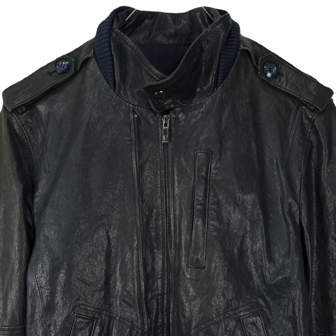 [빈티지] 리얼 램스킨 양가죽 집업 레더 자켓 블랙 M19903 상품이미지4