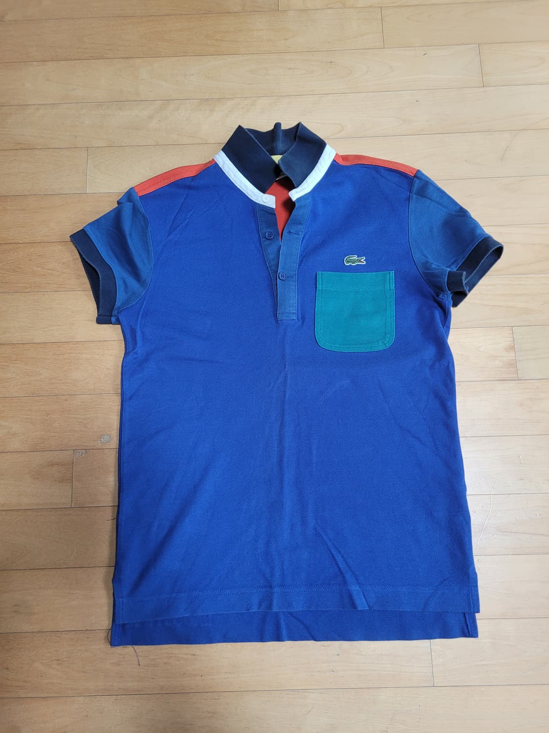 정품 라코스테 컬러블록 반팔 카라티셔츠 상품이미지1