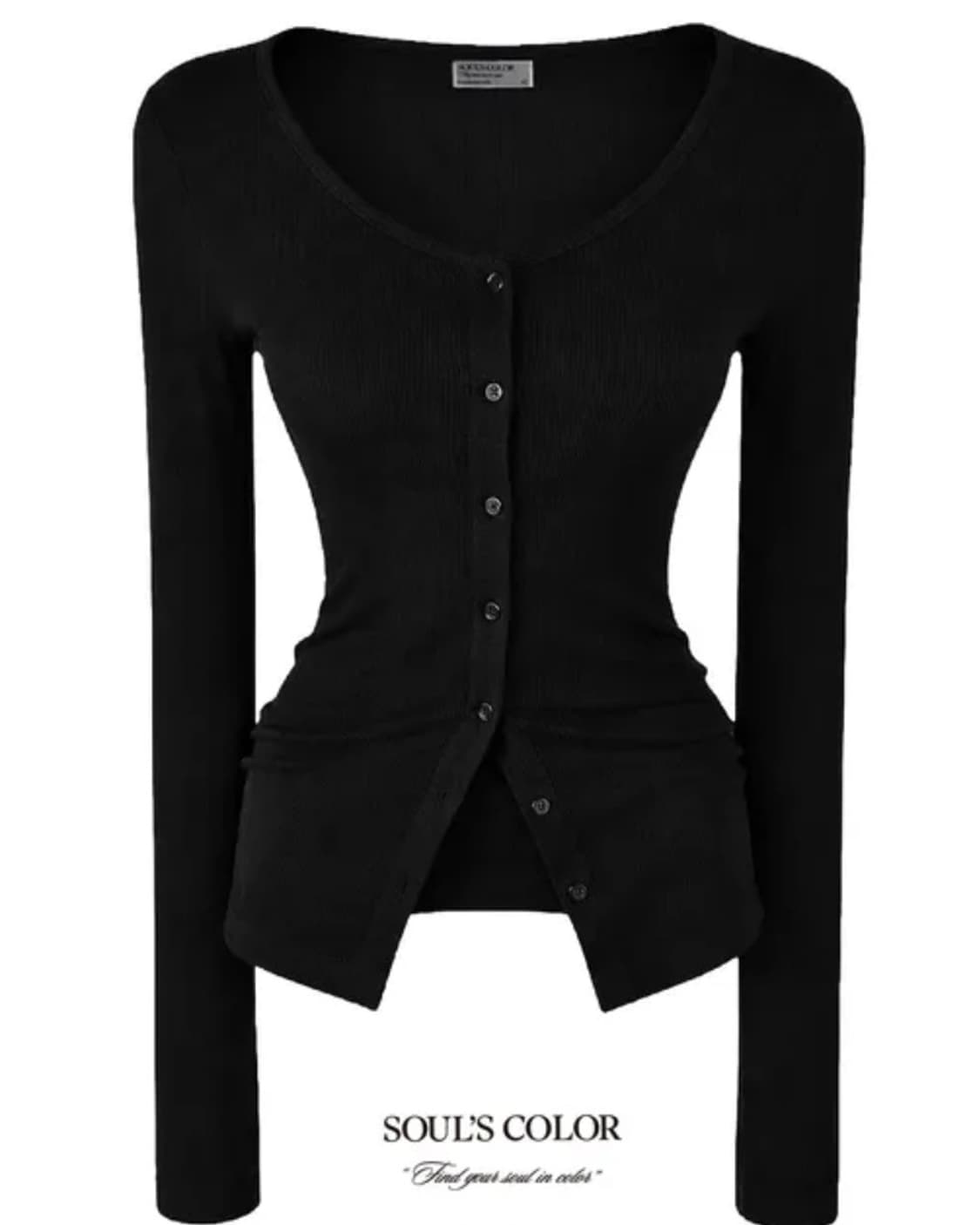 소울즈컬러 브이넥 가디건 검정 상품이미지3
