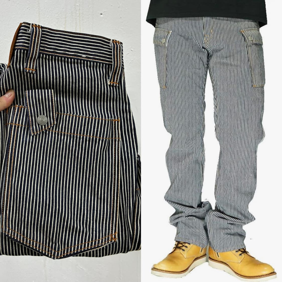 (31~32)코지마진즈 13oz 히코리 스트라이프 카고 데님팬츠 상품이미지10