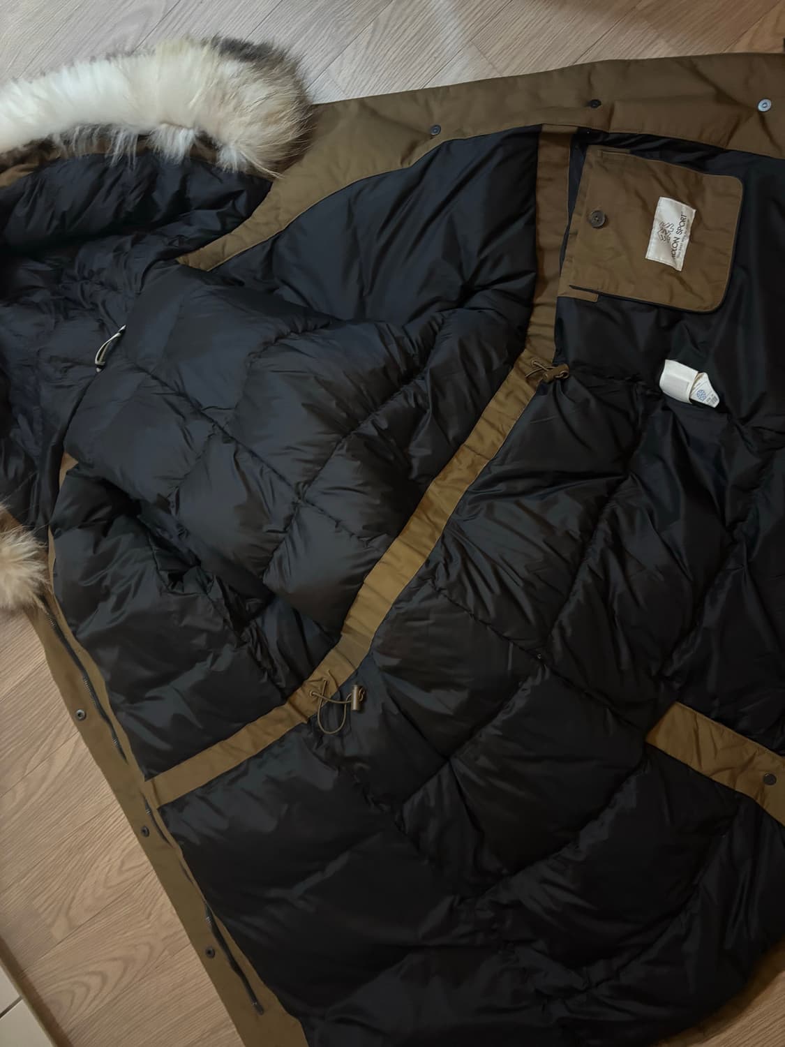 새상품급 코오롱 하이라인 구스다운 야상 롱패딩 85(90가능) 상품이미지9