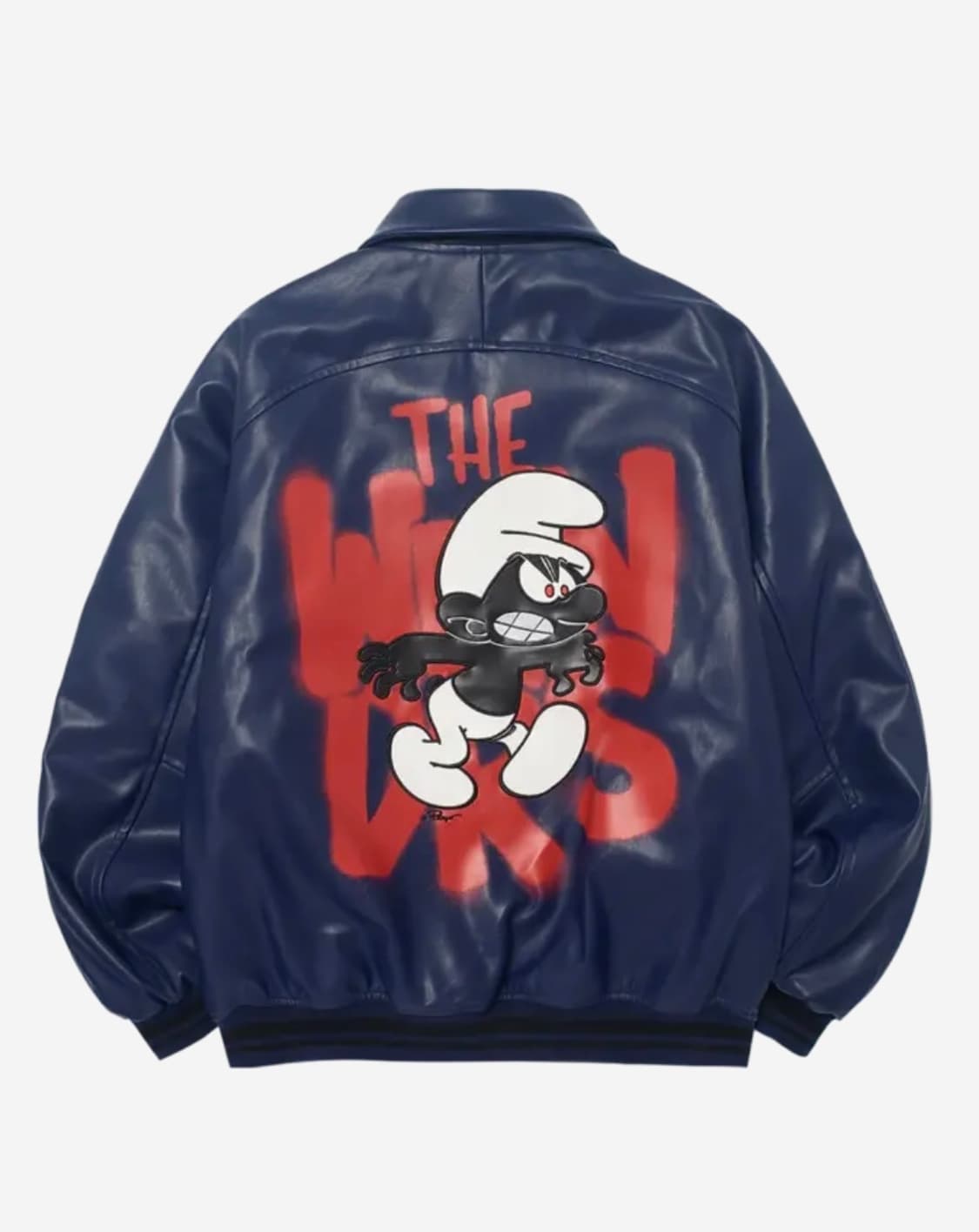 M) 위캔더스 스프레이 레더 자켓 네이비 상품이미지1