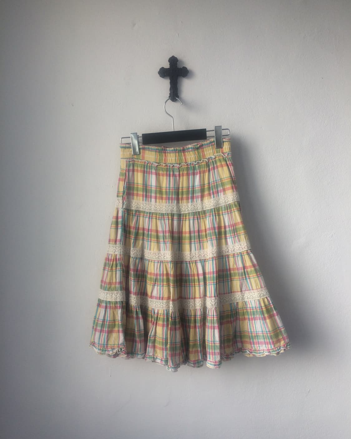 Crochet layer check pattern skirt 상품이미지3