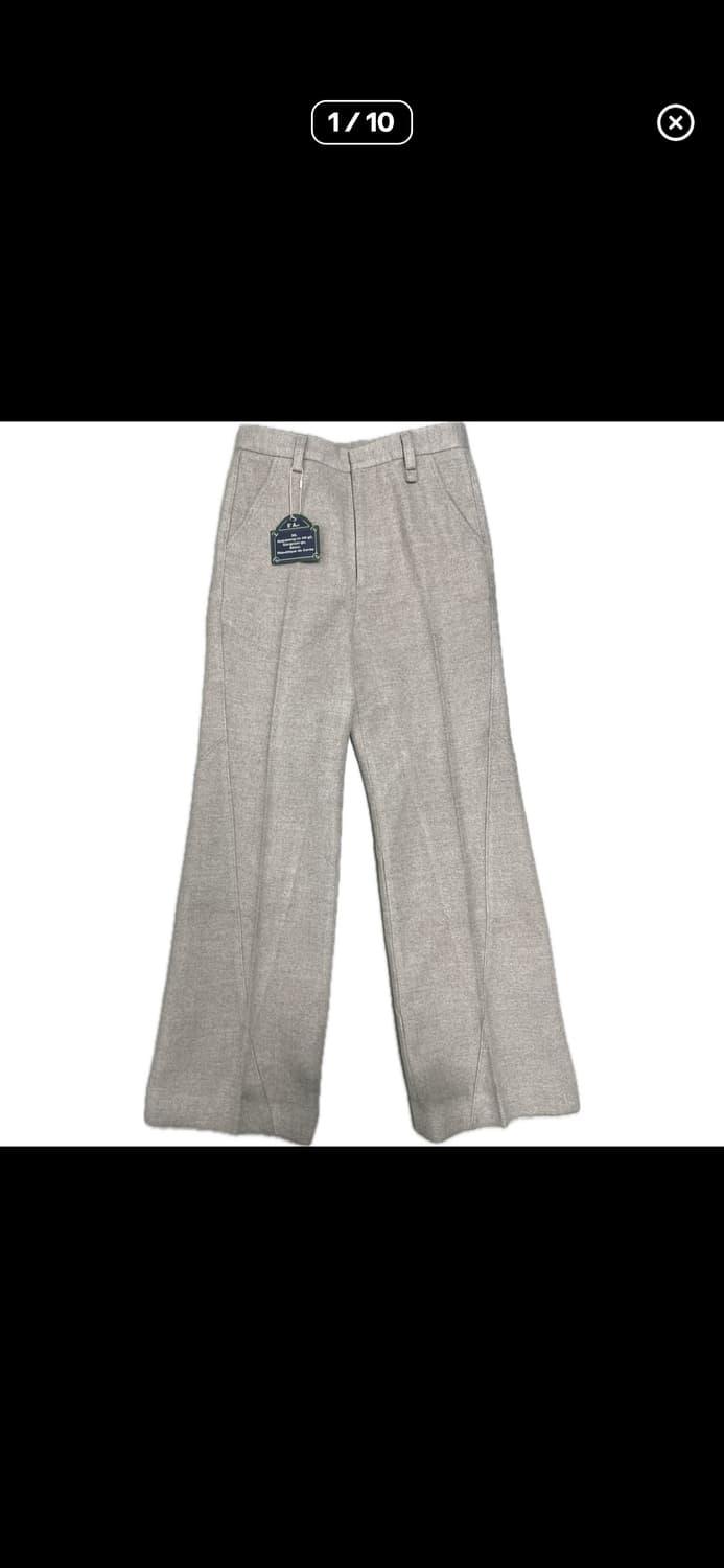 [샘플] [S] STU 웨이브 라인 울 슬랙스 페일 라이트 핑크 상품이미지1