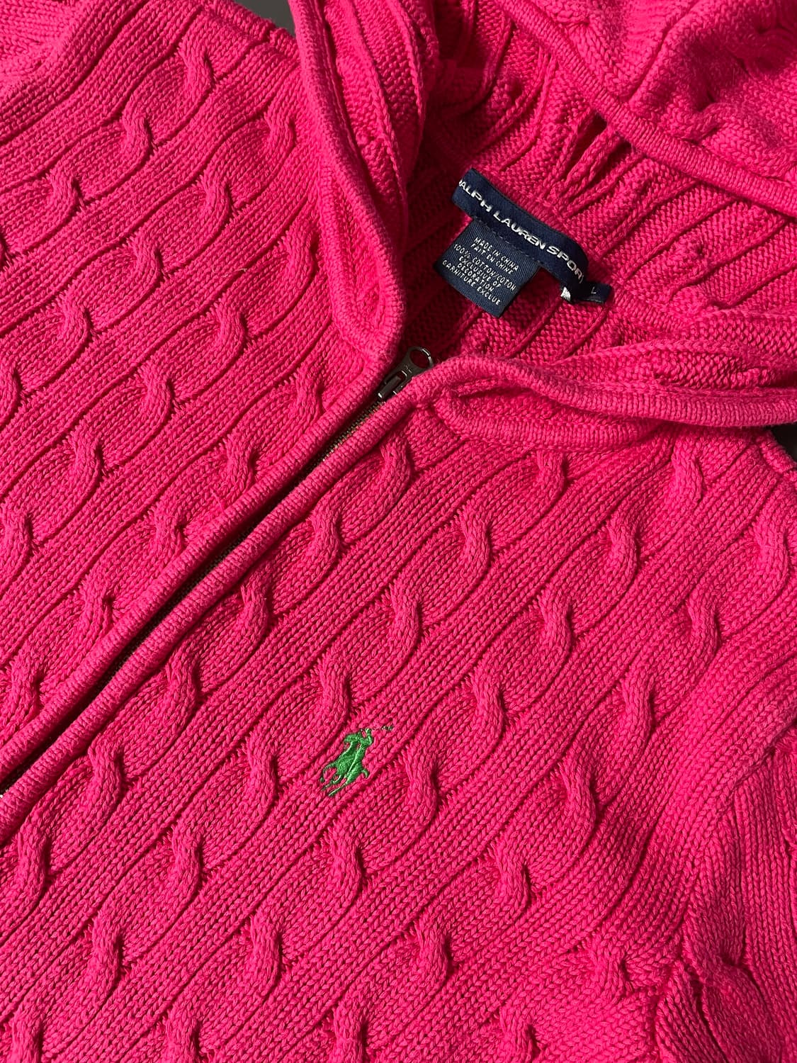 [L] 폴로 랄프로렌 케이블 꽈배기 니트 후드 집업 상품이미지4