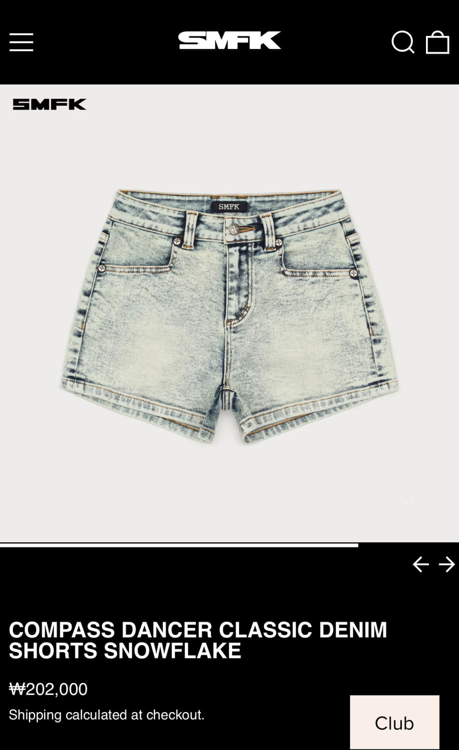 SMFK compass dancer 클래식 데님 쇼츠 스노우플레이크 xs 상품이미지2