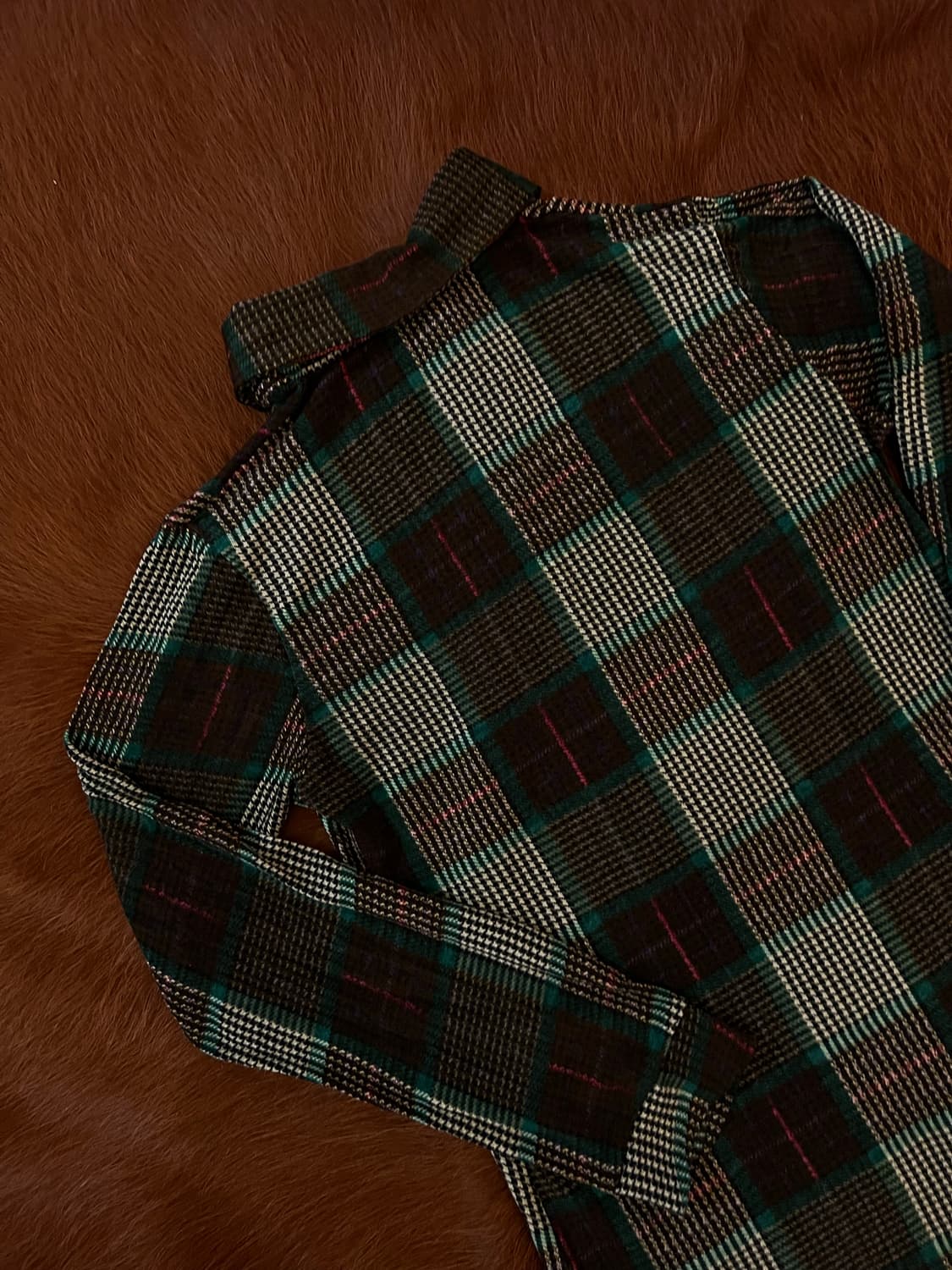 Retro Plaid Half Button top 상품이미지4