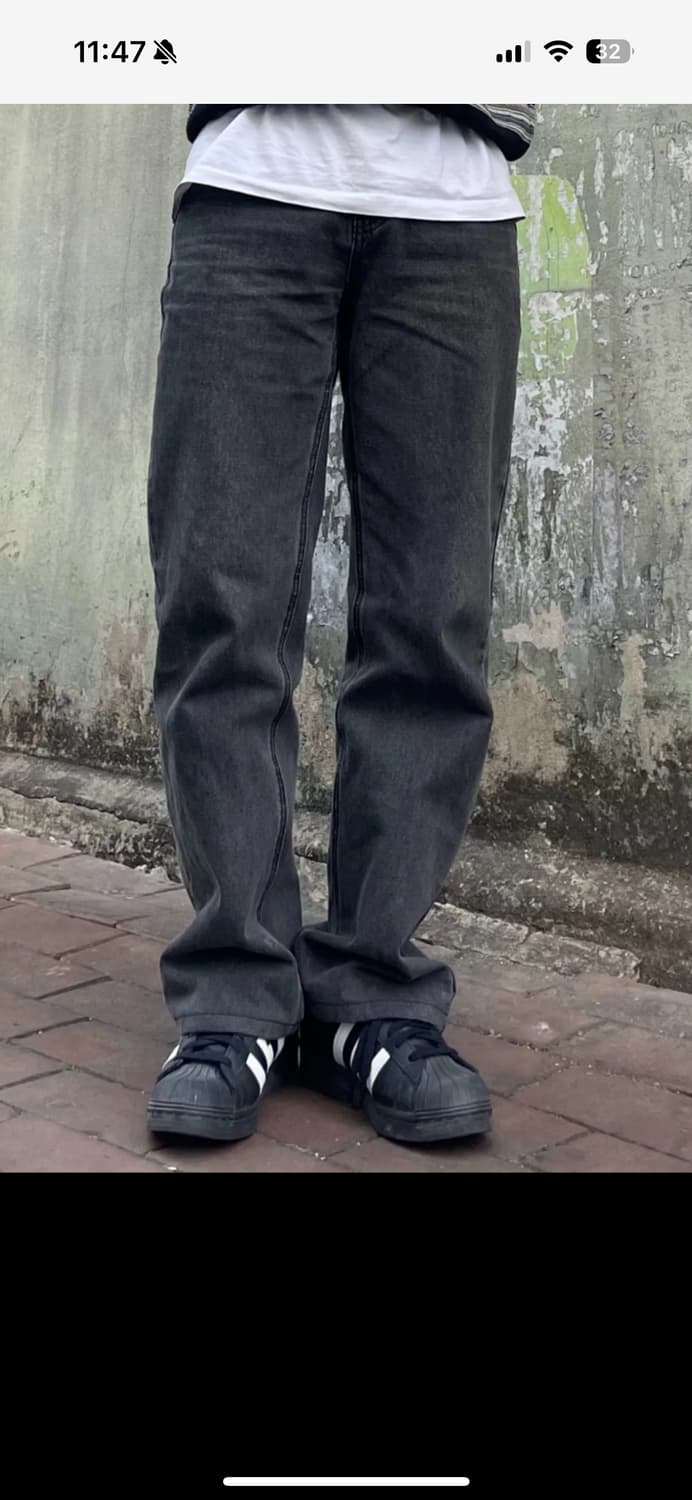 토피 와이드 흑청 데님 상품이미지3