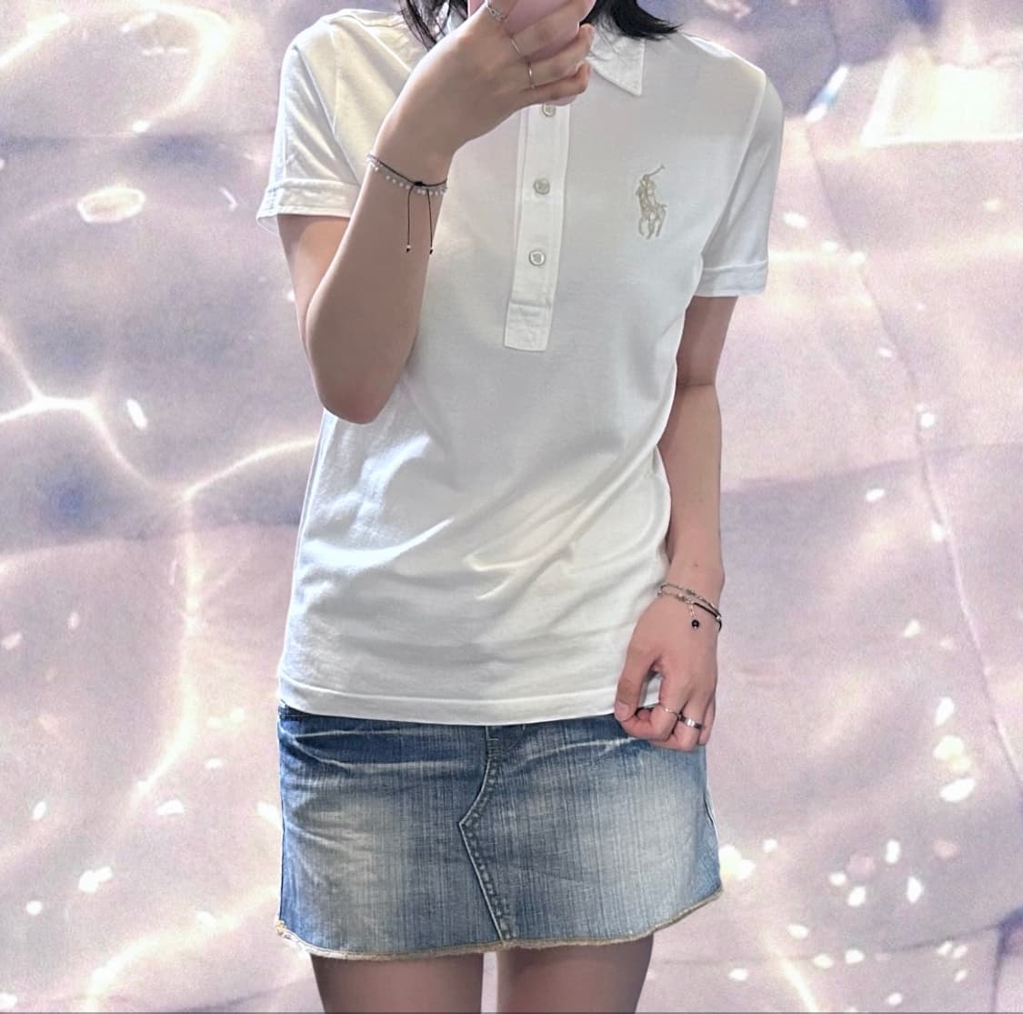 폴로 랄프로렌 빅포니 치프키프 버튼 반팔 카라 티셔츠 화이트 실버 M  상품이미지2