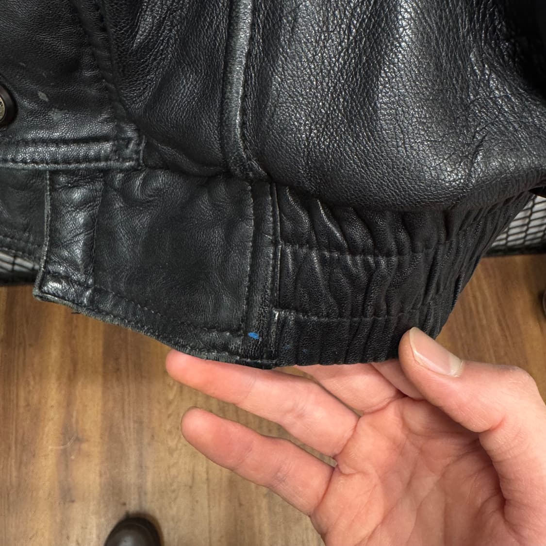 90s JPN VINTAGE 양가죽 레더 블루종 자켓 블랙 상품이미지9