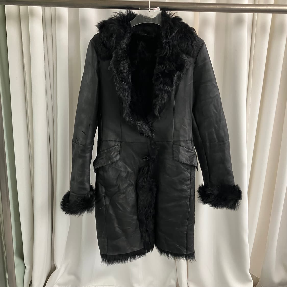 VTG 빈티지 블랙 시어링 무스탕 코트 M 상품이미지1