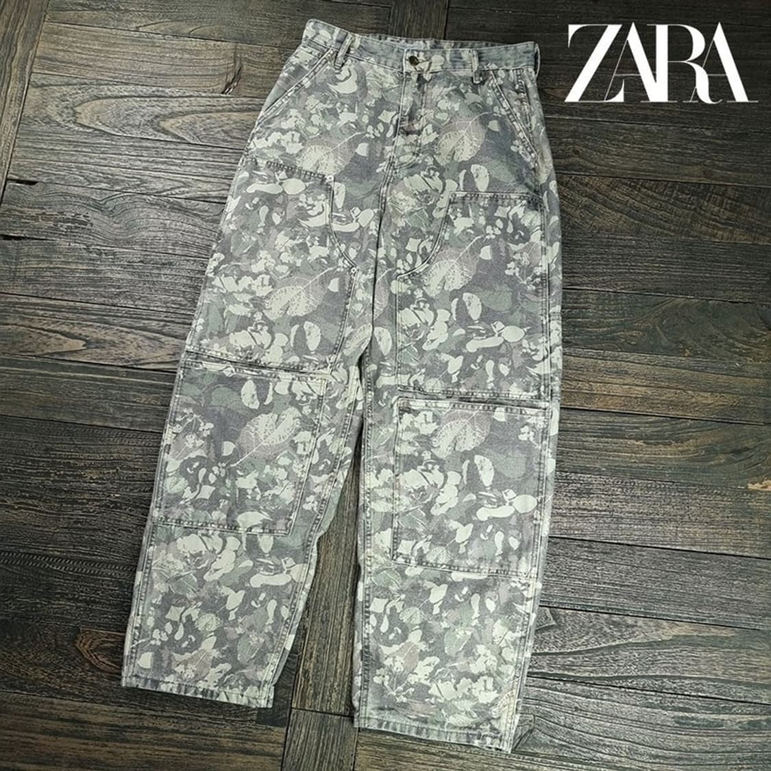 [자라] 카모 패턴 루즈핏 더블니 카펜터 워크 팬츠 M19198 상품이미지1