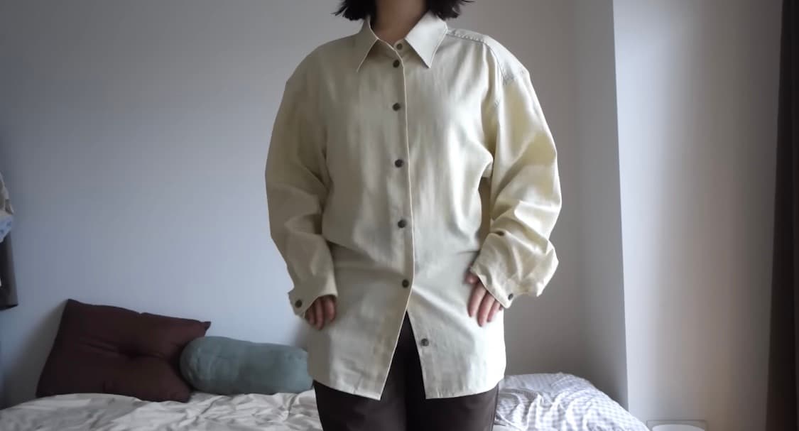 유니클로U 드레이프 셔츠 M (연늘 착용) 상품이미지3