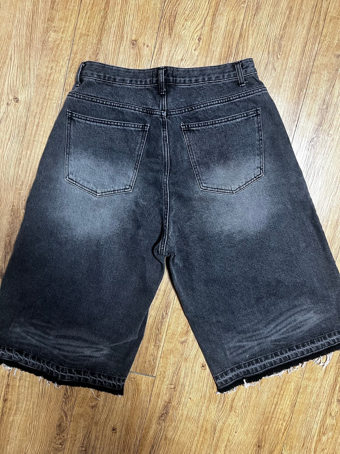 블랙 데님 와이드 반바지 L 상품이미지2