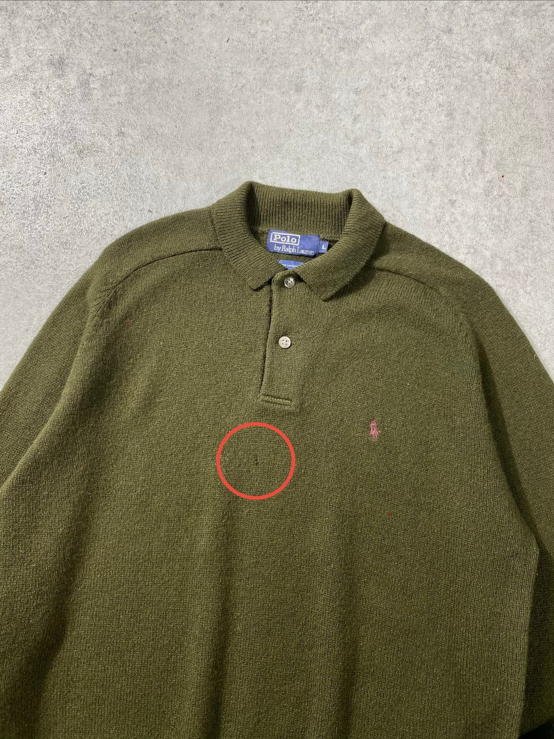 [L] 90s Polo 폴로 랄프로렌 카키 램스울 카라니트 상품이미지2