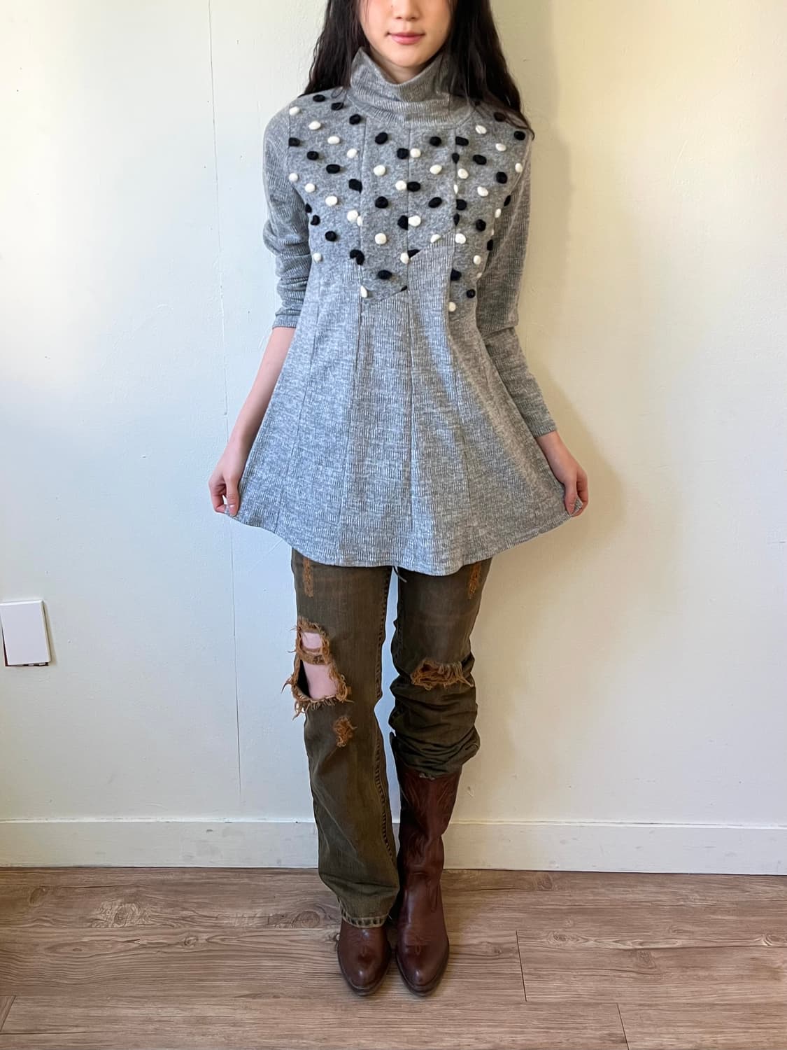 GRAND Paris 도트 롱 터틀넥 상품이미지7