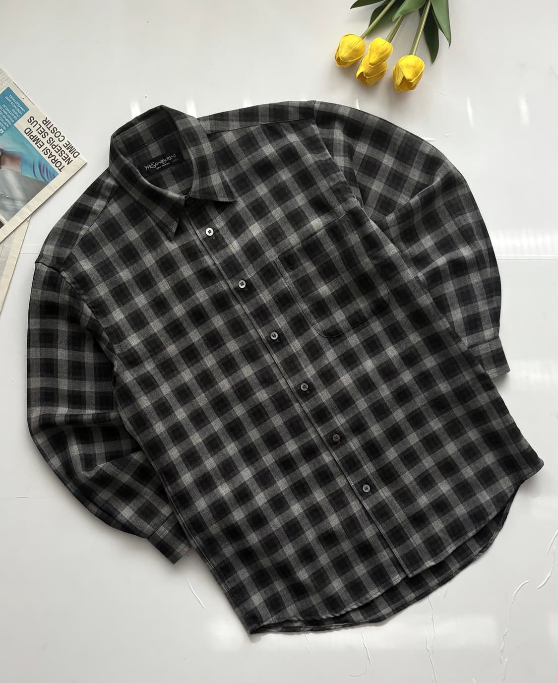 YSL 입생로랑 블랙 체크 셔츠 상품이미지1