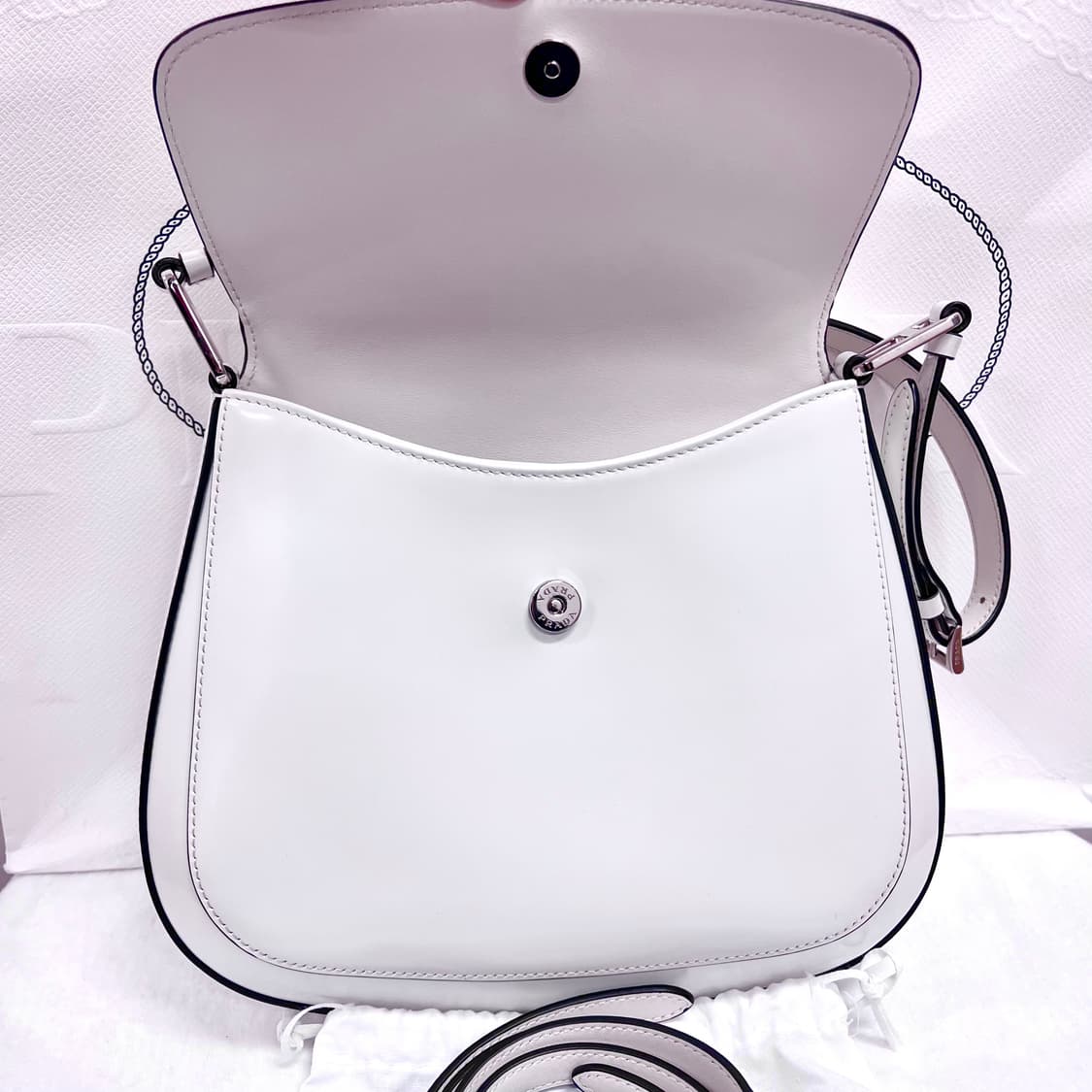 [S급/정품] 프라다 클레오 브러쉬드 화이트 숄더백 가방 상품이미지6