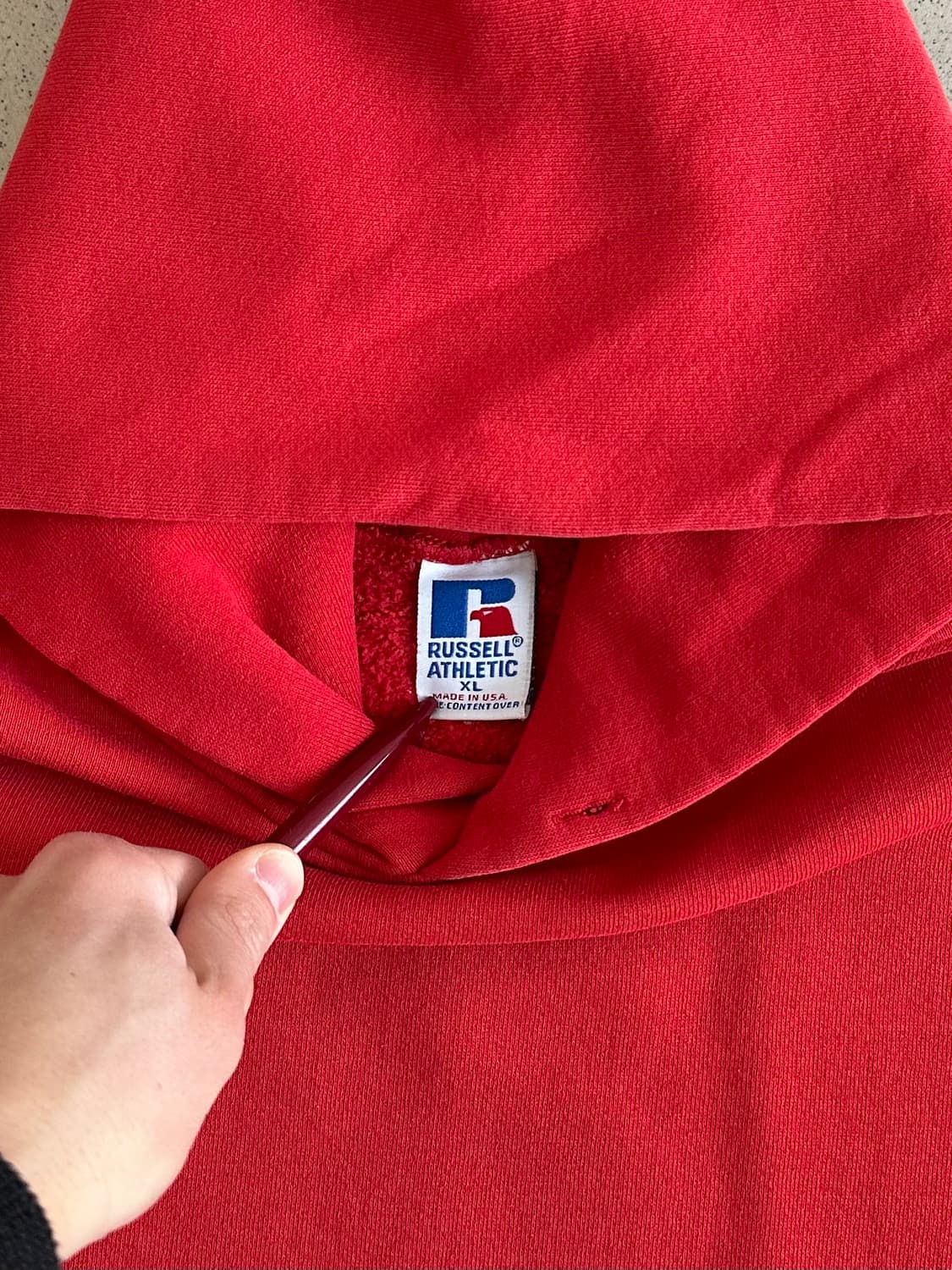 90s 빈티지 러셀 후드 레드 XL USA 상품이미지6