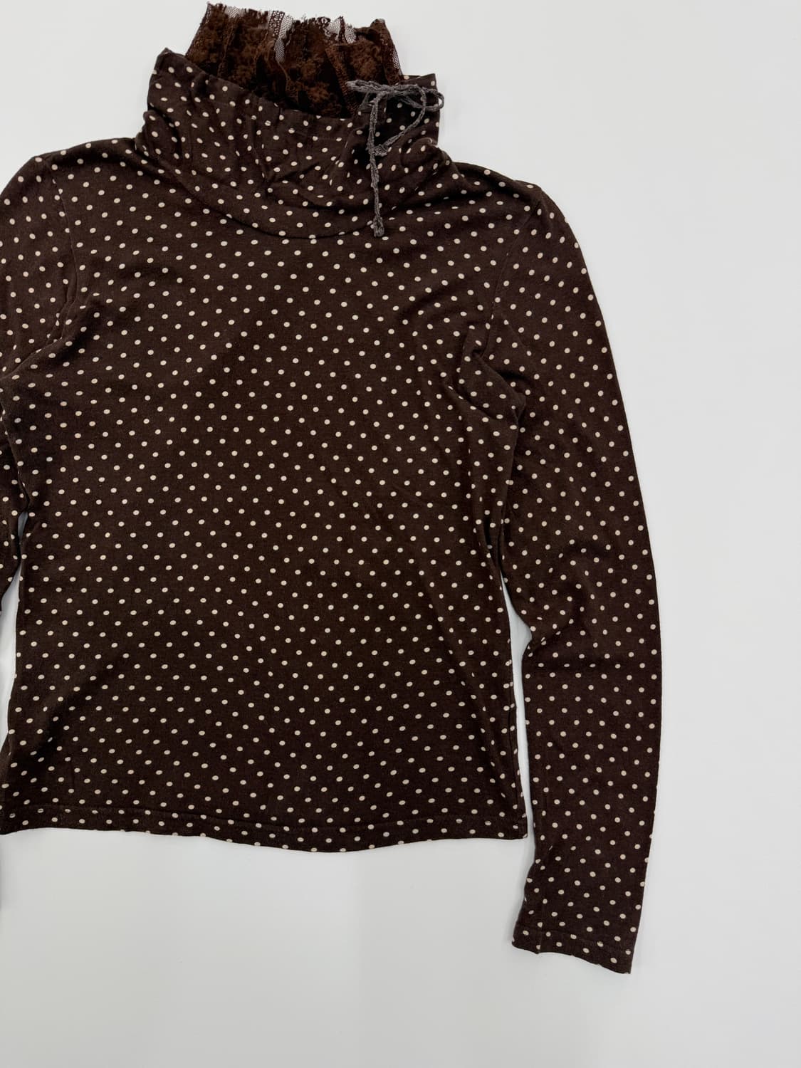 빈티지 Olive des Olive 브라운 도트 레이스 레이어드티 상품이미지2