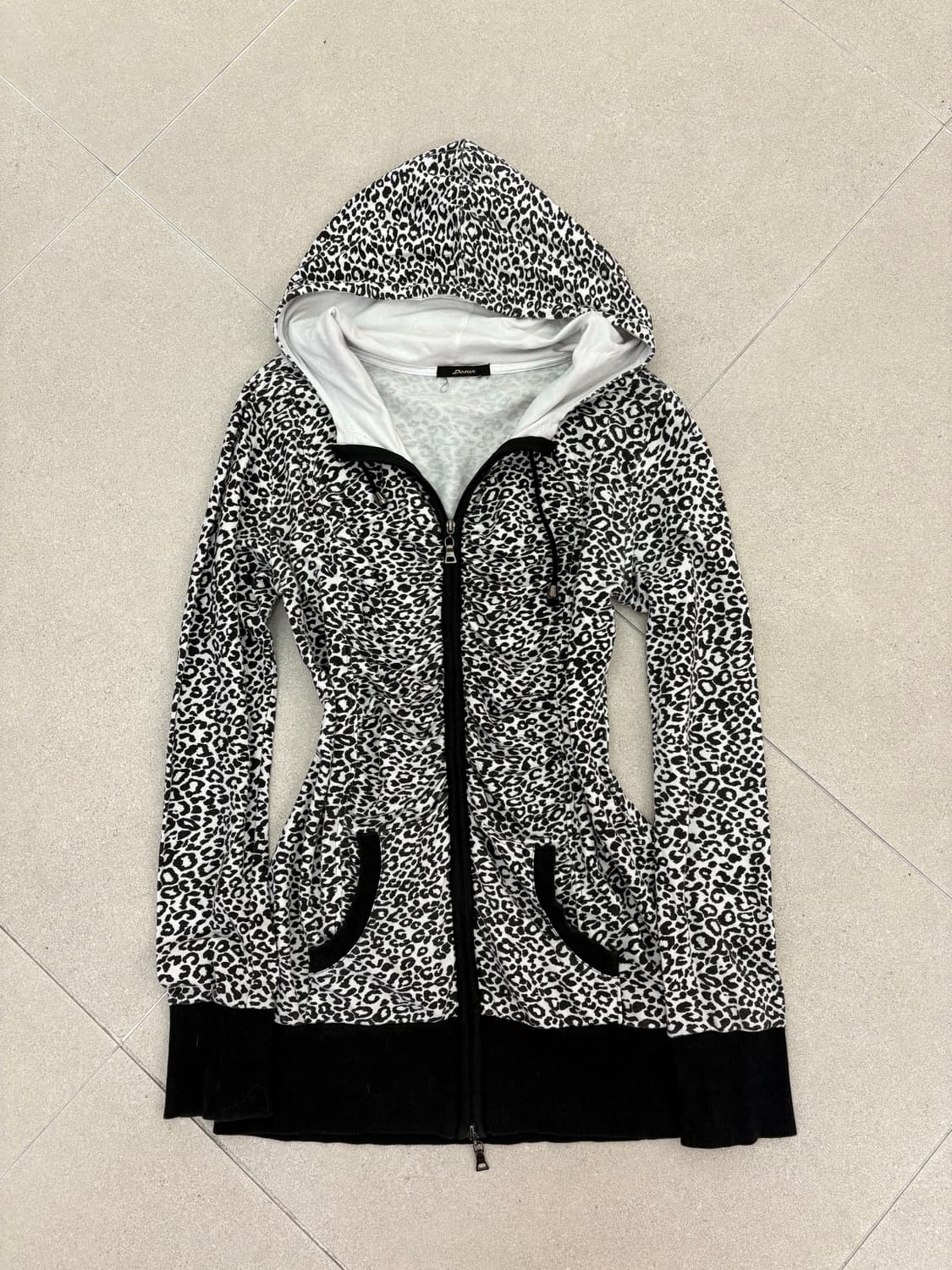 레오파드 투웨이 롱 후드집업 상품이미지1