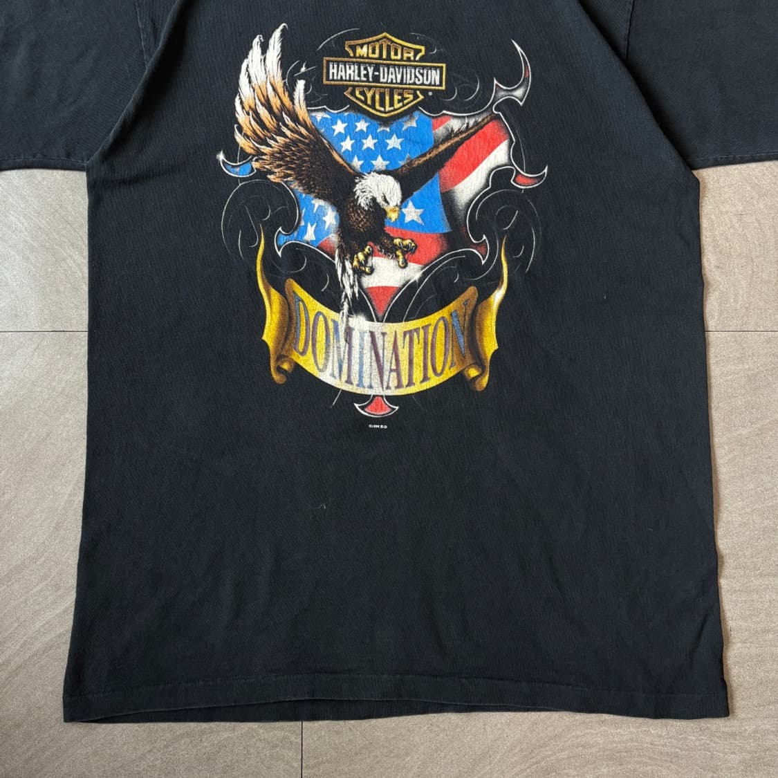 96년 미국 생산 할리데이비슨 싱글스티치 블랙 반팔 티셔츠 상품이미지3