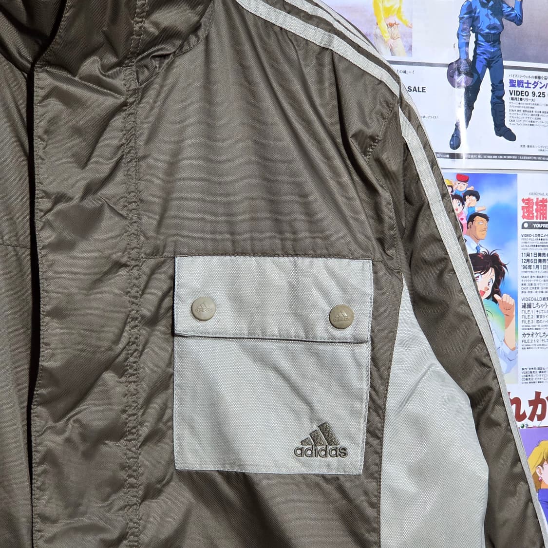 JPN 00'S 아디다스 올드스쿨 카키 패딩 점퍼 상품이미지3