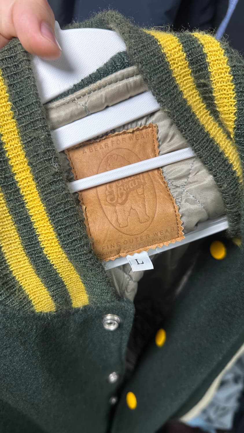 골든베어 다크그린 레더 배색 야구 점퍼 L 상품이미지5