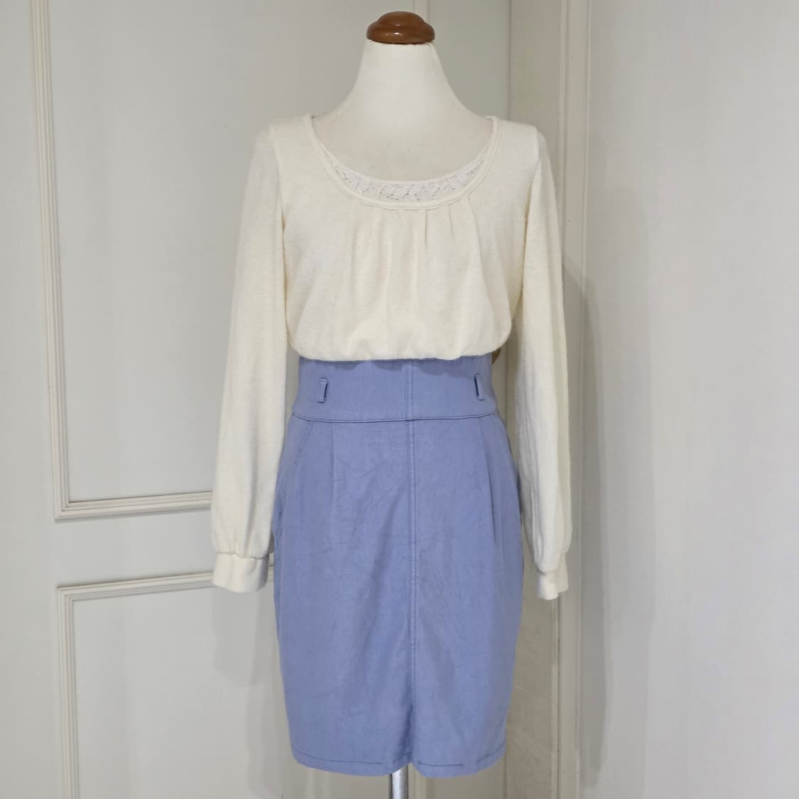 세실맥비)일본빈티지 로맨틱 히메갸루st 니트레이스 레이어드 원피스 상품이미지2