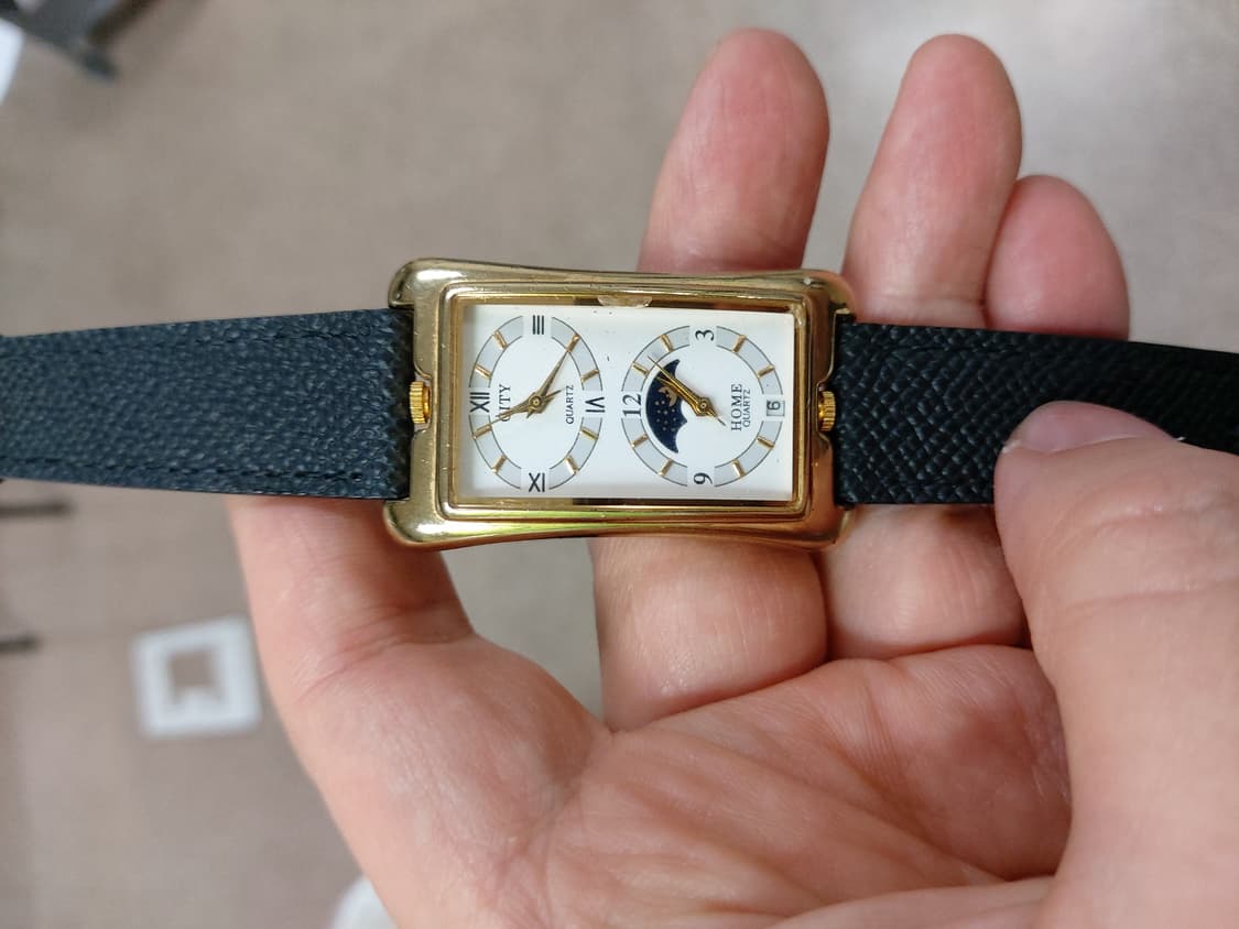 홈에서 제작된 듀얼 문페이즈 남성 가죽 시계 상품이미지1