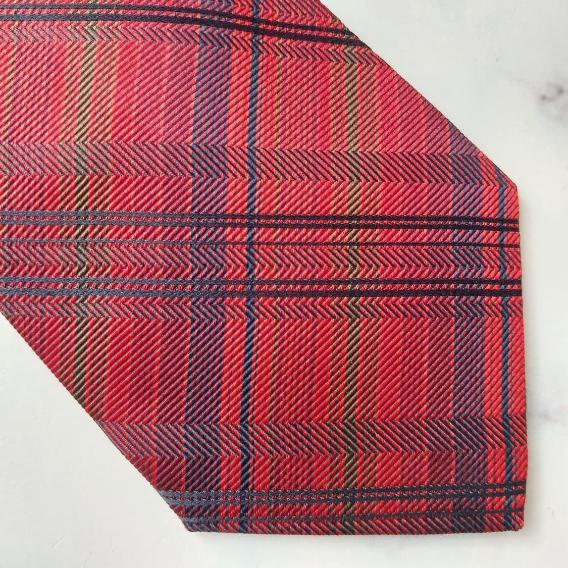 아쿠아스큐텀 실크 레드 자카드 패턴 넥타이 9.1cm A+등급 k2052 상품이미지7