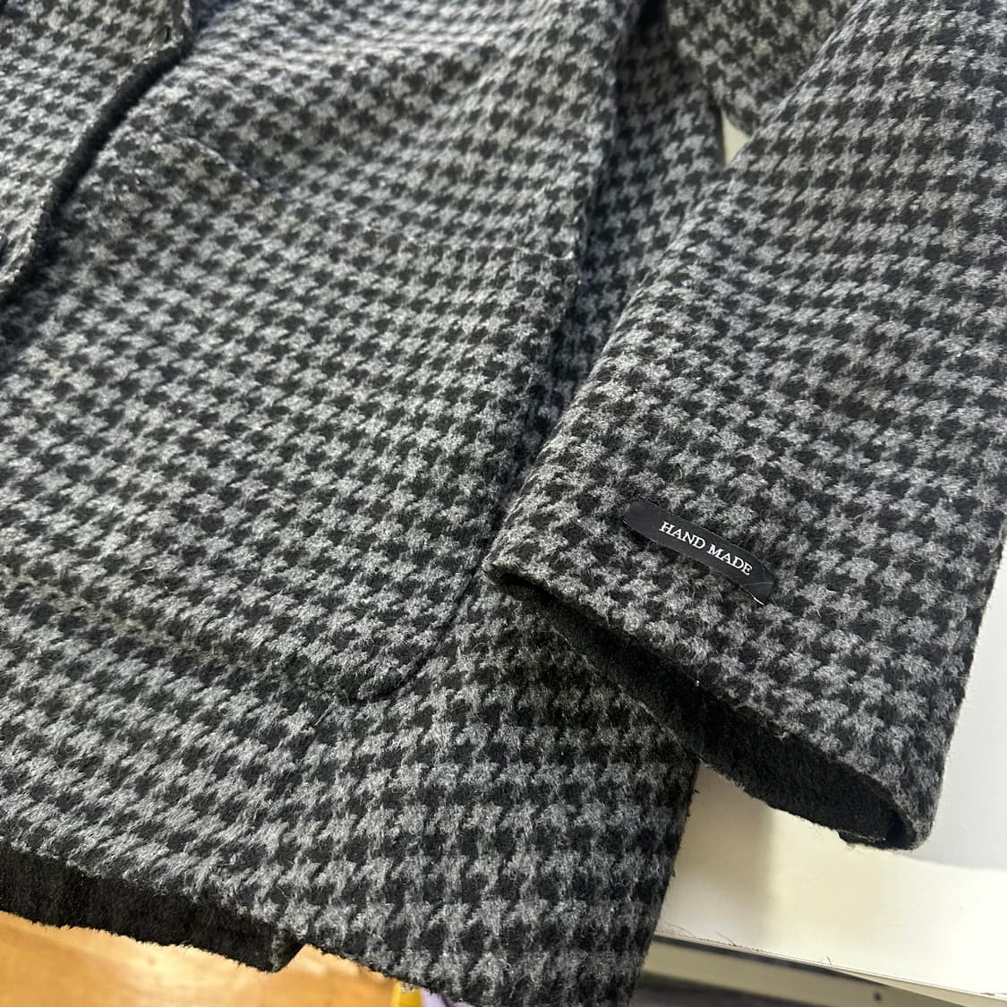 우먼M-L 지오송지오 하운드투스체크 핸드메이드 리얼버튼 더블울자켓 상품이미지2